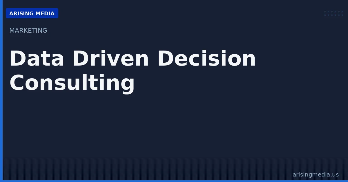 Data Driven Decision Consulting Services
